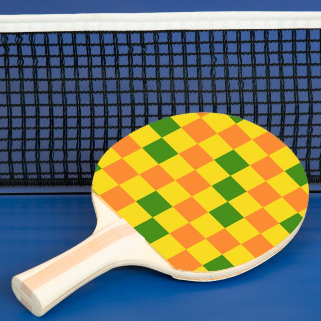 Orange Yellow Green Checkered Pattern Design  Ping Pong Paddle (Insitu)