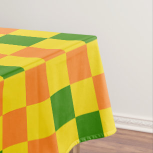 Orange Yellow Green Checkered Pattern Design  Tablecloth