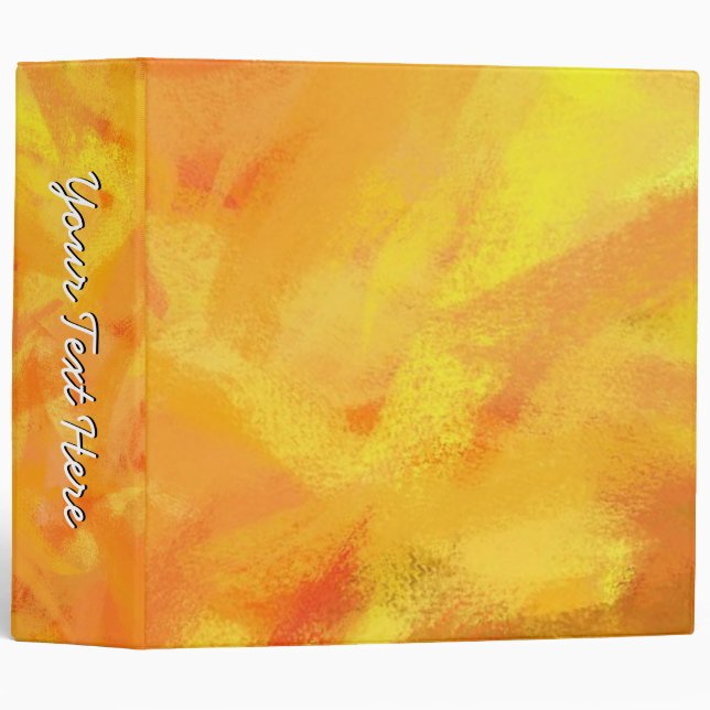 Orange Yellow Hand Painted Abstract Art 3 Ring Binder (Front/Spine)