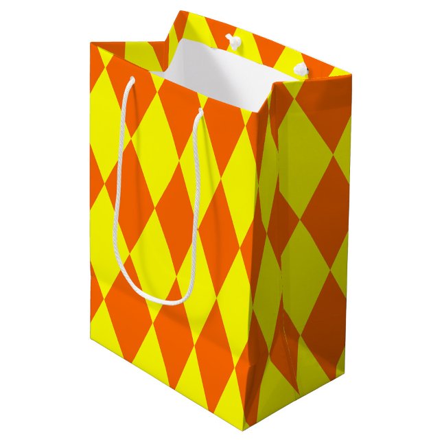 Orange Yellow Harlequin Checkered Design  Medium Gift Bag (Creator Uploaded)