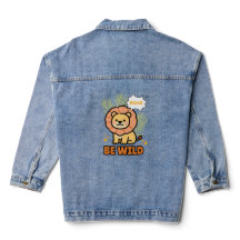 Orange Yellow Illustrated Lion Graphic Denim