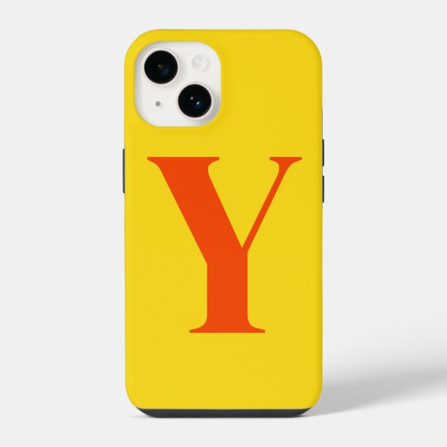 Orange Yellow Initial Personalized Monogram  Iphone Case (Back)