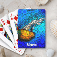 Orange Yellow Jellyfish Blue Ocean Fun Custom Name