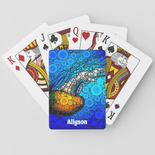 Orange Yellow Jellyfish in Ocean Fun Custom Name Playing Cards