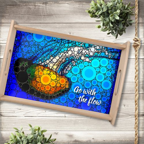 Orange Yellow Jellyfish in Ocean Go with the Flow Serving Tray