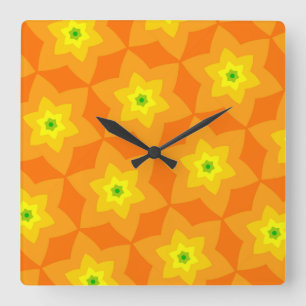 Orange Yellow & Kiwi Square Wall Clock
