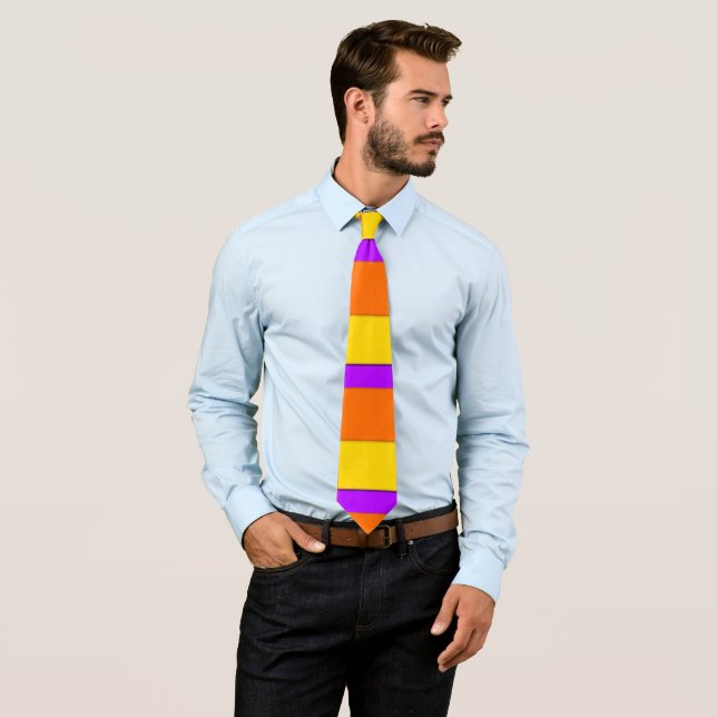 Orange Yellow Lavender Striped Necktie (In Situ)