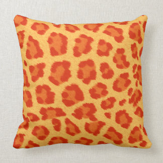 Orange & Yellow Leopard Print Throw Pillow