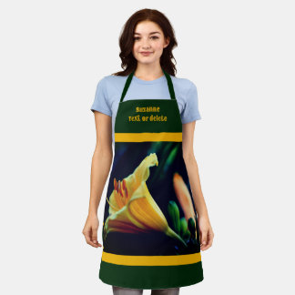 Orange Yellow Lily Flower Personalized Apron