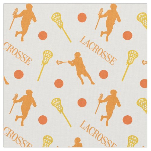 Orange  Yellow Male Lacrosse Player Pattern Fabric