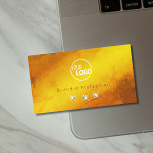 Orange Yellow Marbled Sparkling Diamonds with Logo Business Card
