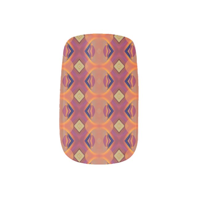 Orange, Yellow N Red Diamond Pattern Minx Nails Nail Art (Right Thumb)