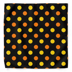 Orange Yellow On Black Polka Dots Design  Bandana