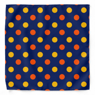 Orange Yellow On Blue Polka Dots Design Bandana