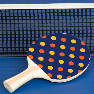 Orange Yellow On Blue Polka Dots Design  Ping Pong Paddle