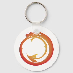 Orange Yellow Ouroboros Dragon Keychain