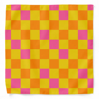 Orange Yellow Pink Checkered Pattern Design Bandana