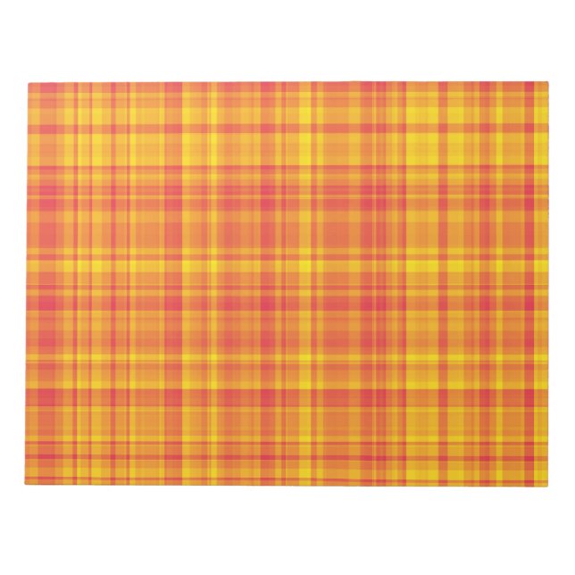 Orange Yellow Plaid Checker Pattern  Notepad (Front)