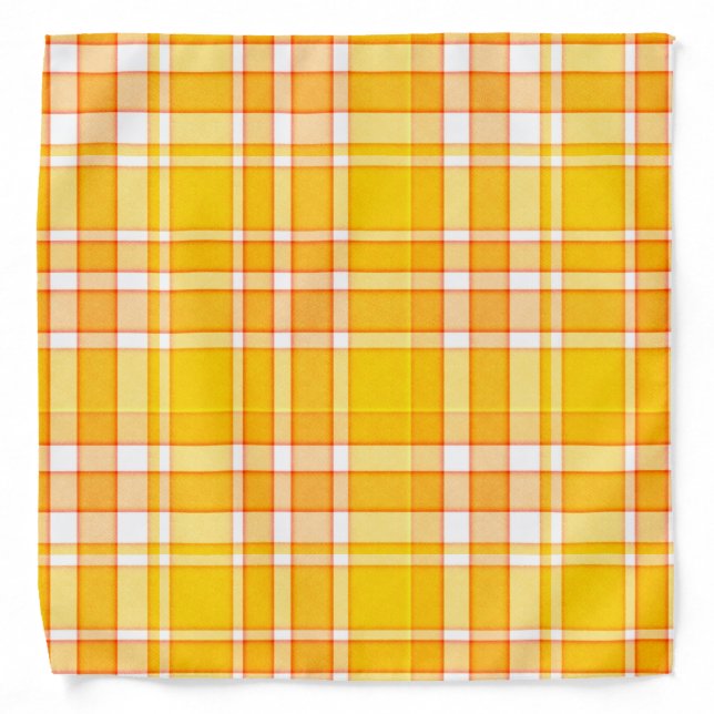 Orange Yellow Plaid Tartan Bandana (Front)