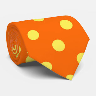 Orange yellow polka dot pattern tie