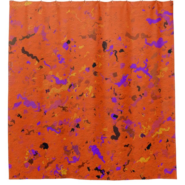 Orange, Yellow, Purple and Black Abstract  Shower Curtain (Front)
