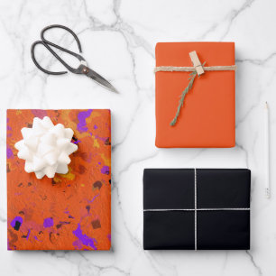 Orange, Yellow, Purple and Black Abstract Wrapping Paper Sheets