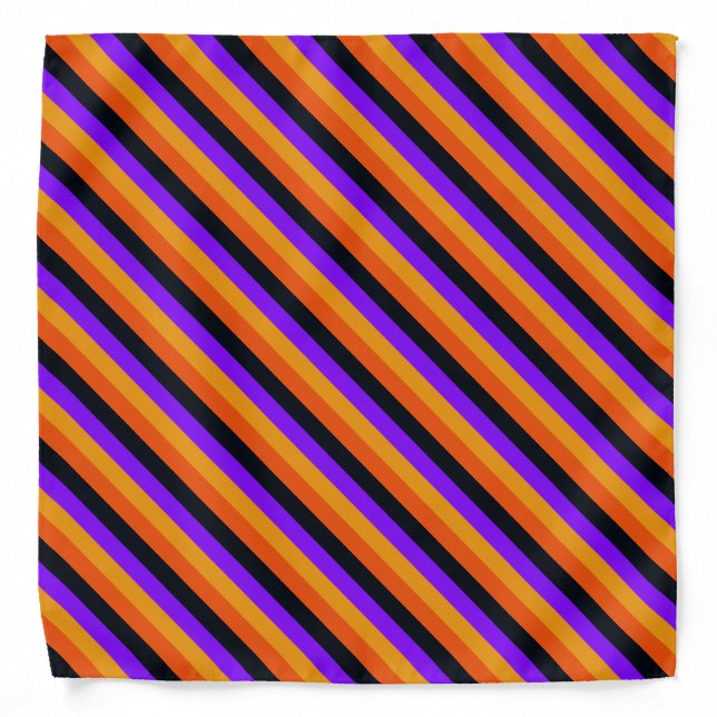 Orange, Yellow, Purple and Black Stripes Bandana (Front)