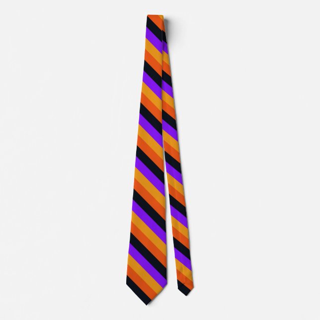 Orange, Yellow, Purple and Black Stripes Neck Tie (Front)