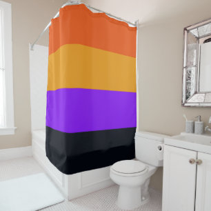 Orange, Yellow, Purple and Black Stripes Shower Curtain