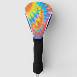 Orange Yellow Purple Tie Dye, Vibrant Abstract Golf Head Cover