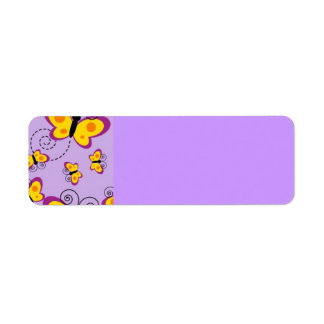 ORANGE YELLOW PURPLES BUTTERFLIES CARTOON CUTE CHE LABEL