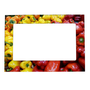 Orange Yellow Red Bell Peppers Magnetic Photo Frame