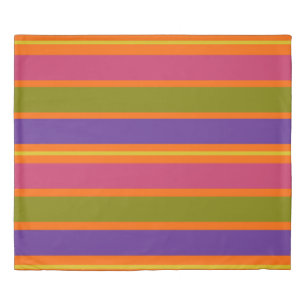 Orange, Yellow, Red, Green and Purple stripes Duvet Cover