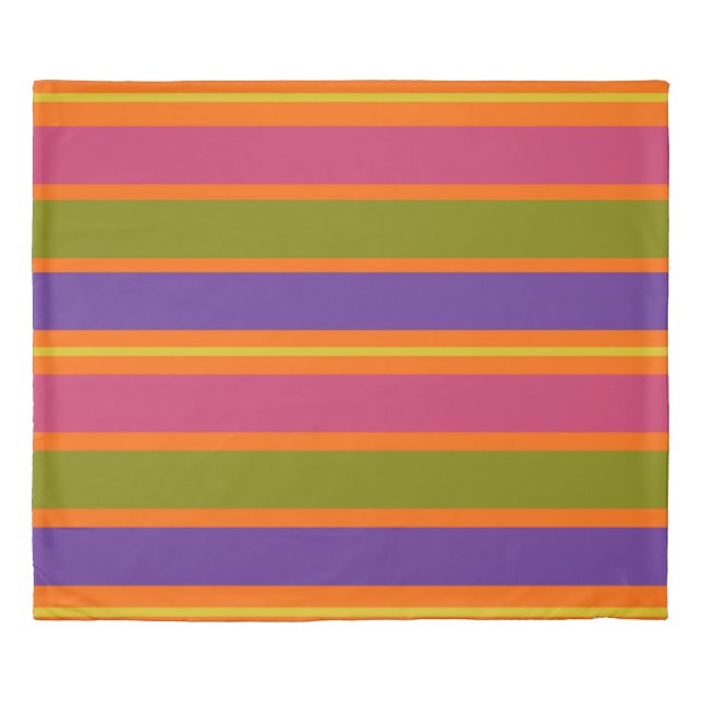 Orange, Yellow, Red, Green and Purple stripes Duvet Cover (Front)