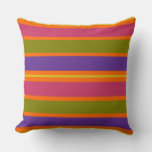 Orange, Yellow, Red, Green and Purple stripes Throw Pillow