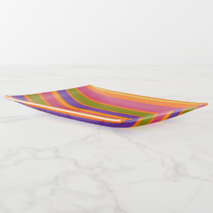 Orange, Yellow, Red, Green and Purple stripes Trinket Tray