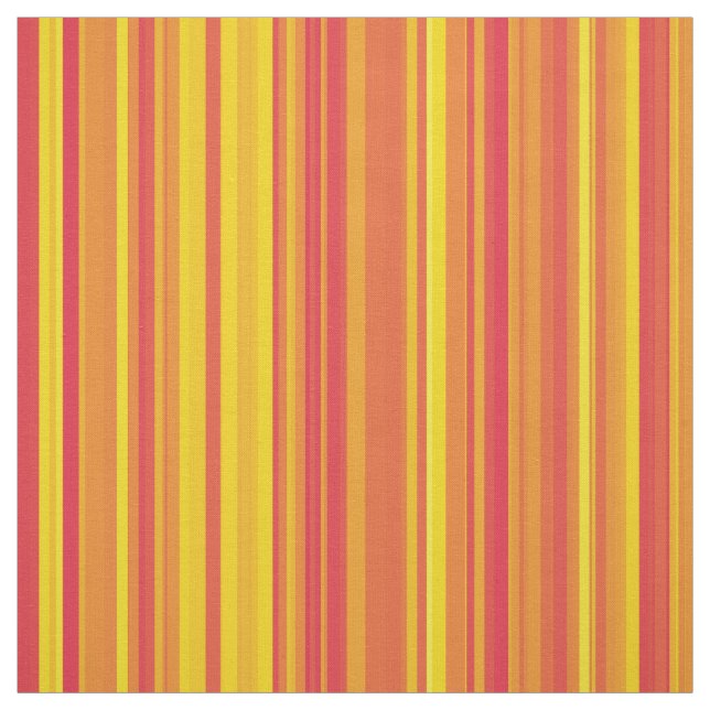 Orange Yellow Red Stripes Fabric (Swatch)