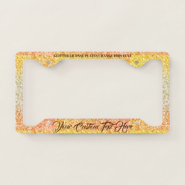 Orange Yellow Retro printed sparkle effect License Plate Frame