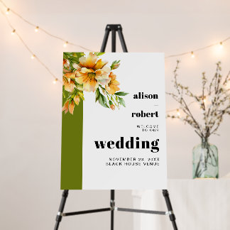 Orange yellow rhododendron flowers WELCOME wedding Foam Board