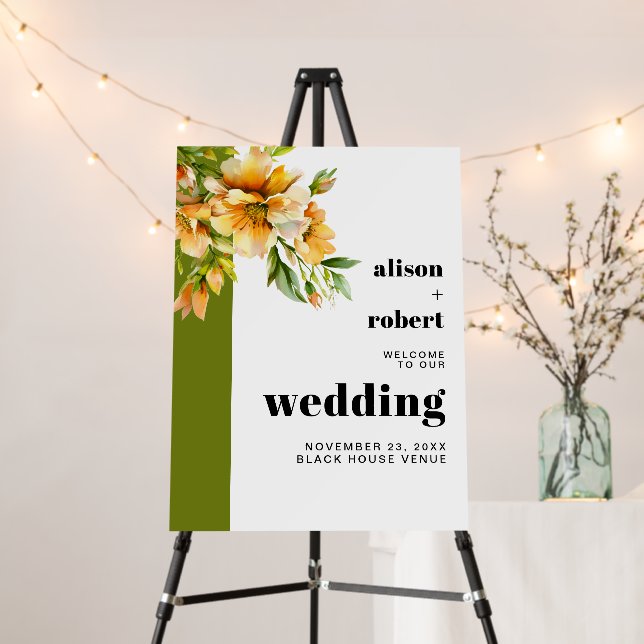 Orange yellow rhododendron flowers WELCOME wedding Foam Board (In Situ (Stand))