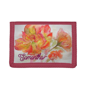 Orange Yellow Rose Watercolor Painting Tote Bag Tri-fold Wallet