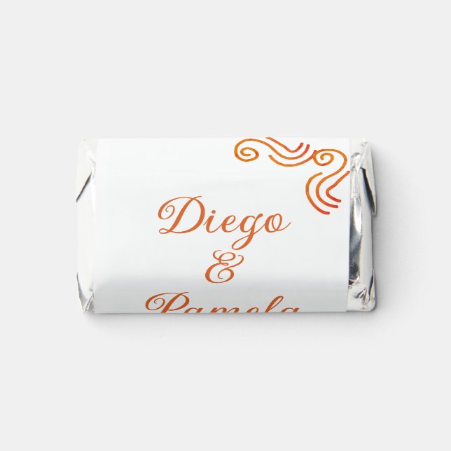 orange yellow rustic spanish wedding couple name hershey's miniatures (Front)