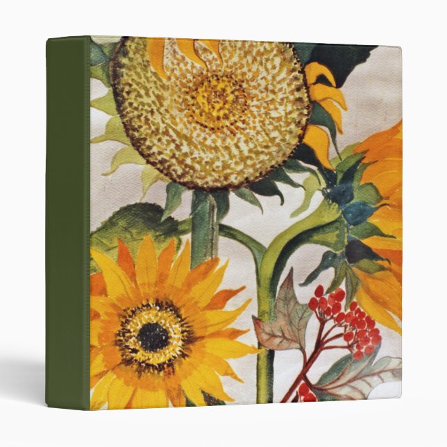 Orange Yellow Seeding Sunflower Art 3 Ring Binder (Front/Spine)