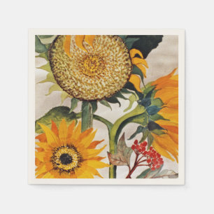 Orange Yellow Seeding Sunflower Art Napkins