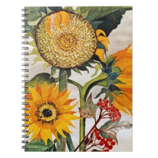 Orange Yellow Seeding Sunflower Art Notebook