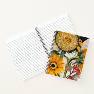 Orange Yellow Seeding Sunflower Art Notebook