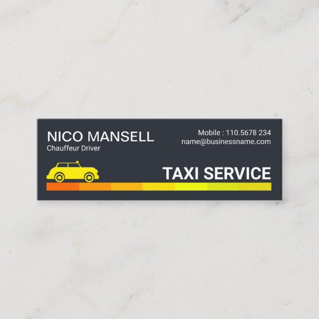 Orange Yellow Shades Road Taxi Driver Mini Business Card (Front)