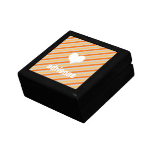 Orange yellow stripe modern heart chic trinket box