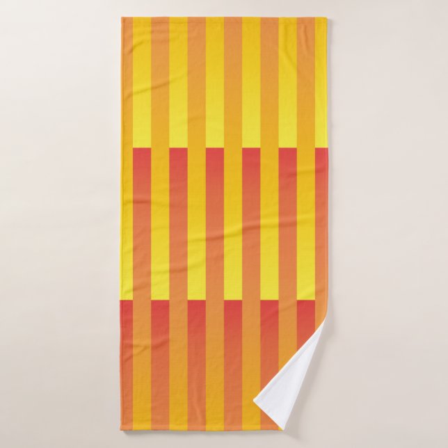 Orange Yellow Striped Pattern Bath Towel (Bath Towel)