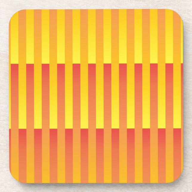 Orange Yellow Striped Pattern Beverage Coaster (Front)